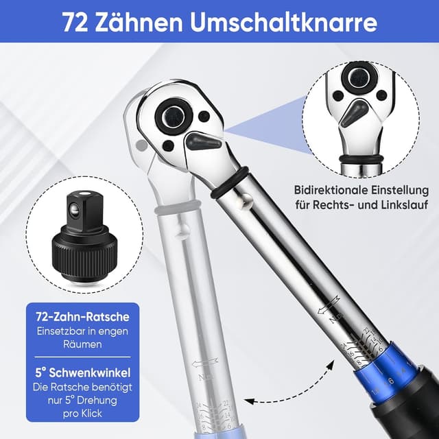 Thumbnail 3 de Philtool 15TLG Drehmomentschlüssel Set für Fahrrad & Zubehör, 2–24 Nm (1/4 Zoll, 72-Zähne-Umschaltknarre)