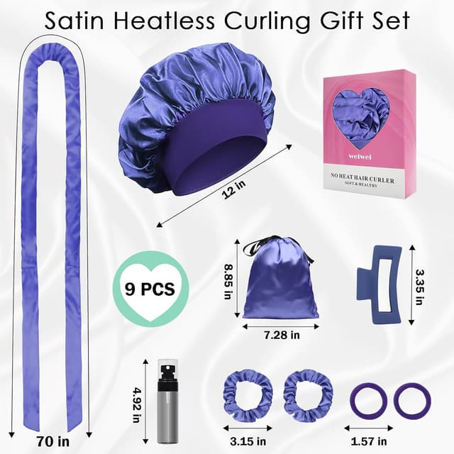 Detalle de weiwei Satin Heatless Overnight Curls: Lockenwickler-Set ohne Hitze (für lange Haare, 9-teilig)