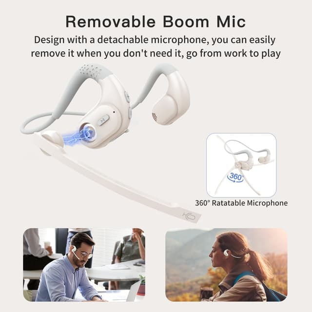 Detalle de Giveet Bluetooth 5.3 Open-Ear Headset with Detachable Microphone (up to 12 hrs)