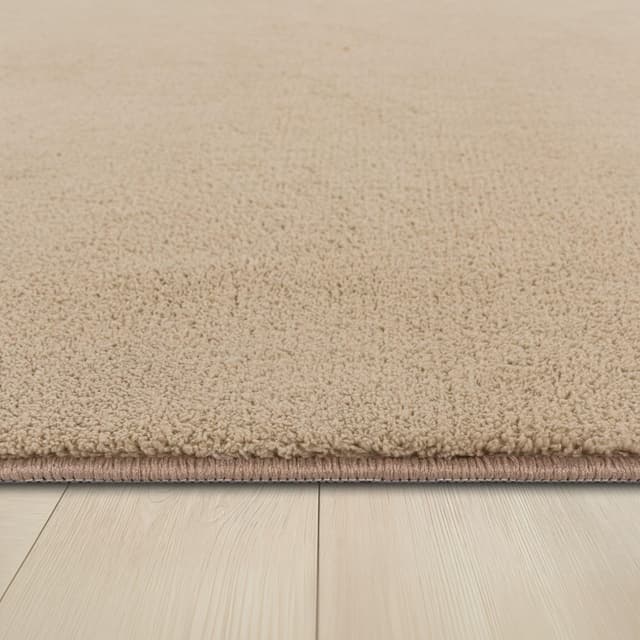 Detalle 2 de TT Home tapis poil ras rond 200 cm monochrome beige foncé, lavable