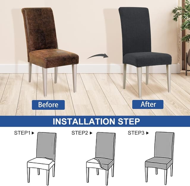 Detalle 1 de Ystyle housse de chaise extensible gris 6 pièces