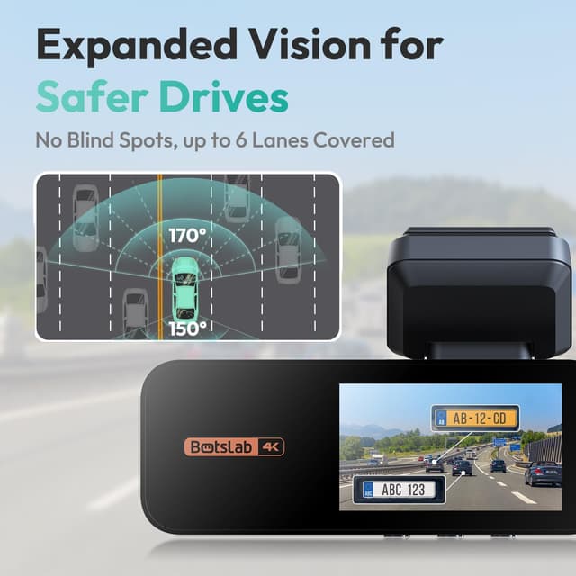 Thumbnail 5 de BOTSLAB 4K Dash Cam 64 GB with 170° front camera