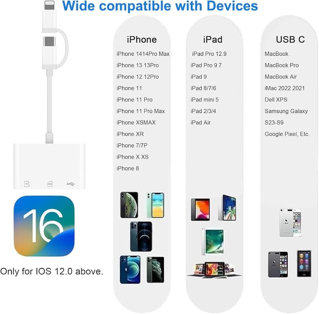 Thumbnail 6 de 3 in 2 SD Kartenleser für iPhone mit Typ C