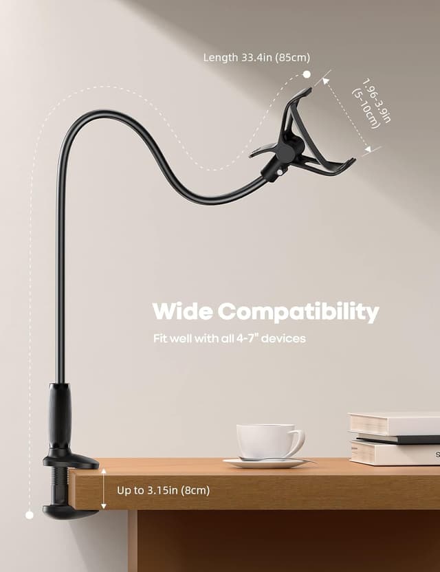 Thumbnail 4 de Lamicall Gooseneck Bed Phone Holder 80 mm clamp