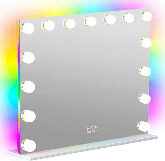 Detalle de FENCHILIN Hollywood Mirror with RGB Backlit 15 LED Vanity Mirror (58x46cm)