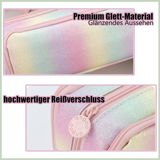 Detalle de X SIM FITNESSX Federmäppchen „3 Fach“ – großes Pencil Case mit Doppelöffnung für Schule & Büro