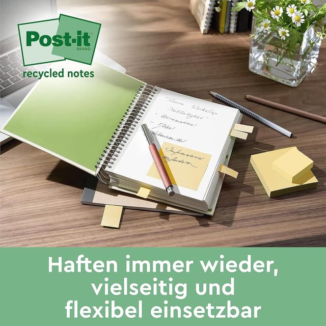Detalle 2 de Post-it Haftnotiz Recycling Z-Notes Mini Tower 100 Blatt 📝
