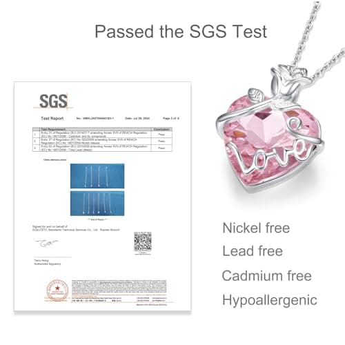 Detalle de llyish Collar mujer plata con corazón y rosa eterna en caja de regalo