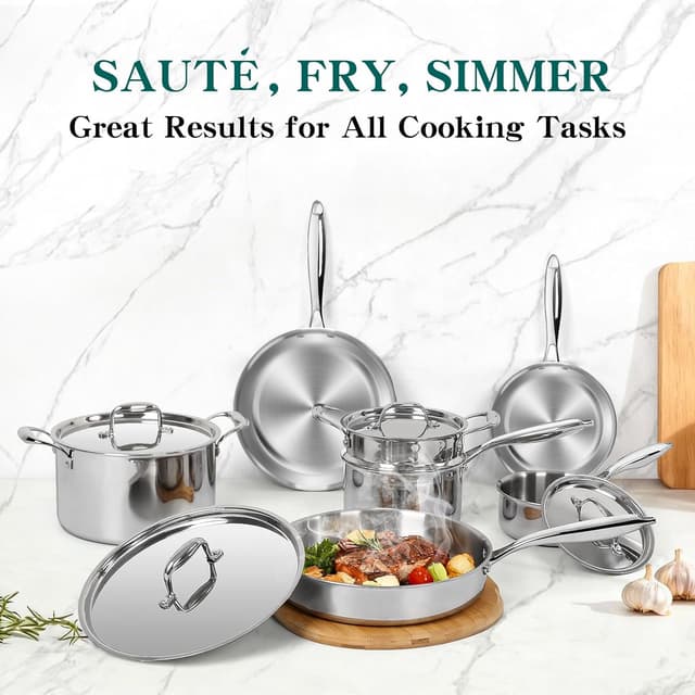 Thumbnail 5 de EWFEN 11-Piece 3-Ply Stainless Steel Cookware Set