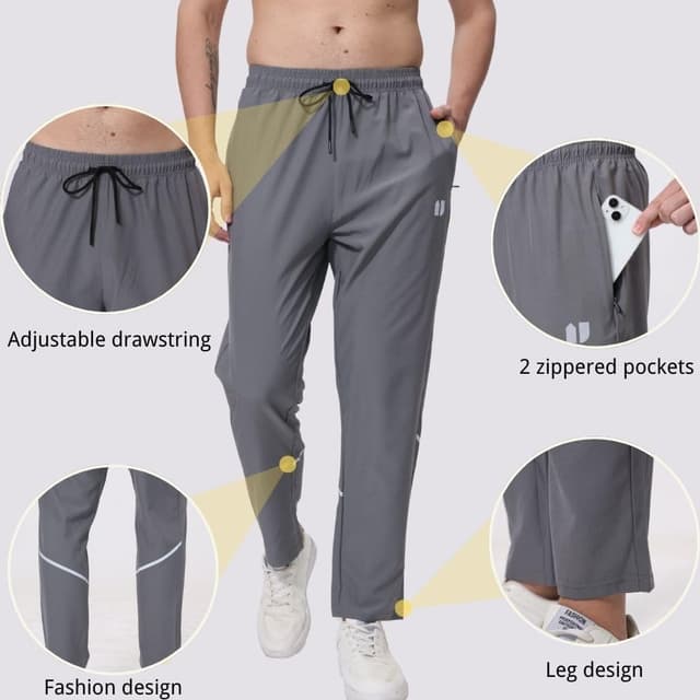 Detalle de Hpbygstae 3er-Set Herren Athletic Sweatpants – Lauf- & Jogginghose mit Reißverschlusstaschen