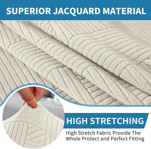 Detalle de Ystyle Housse de chaise 6 pièces extensible (crème) pour salle à manger