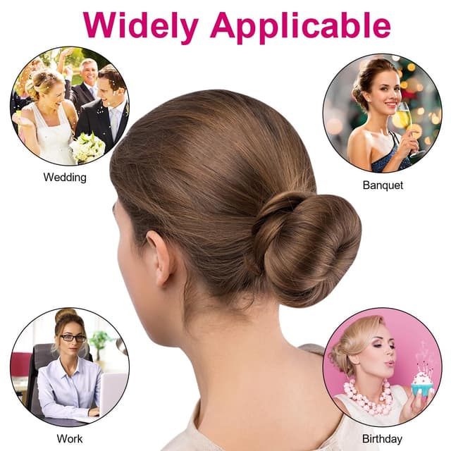 Detalle de URAQT Donut Hair Bun Set (4-teilig) mit Duttkissen in 4 Größen und 30 U-förmigen Haarclips