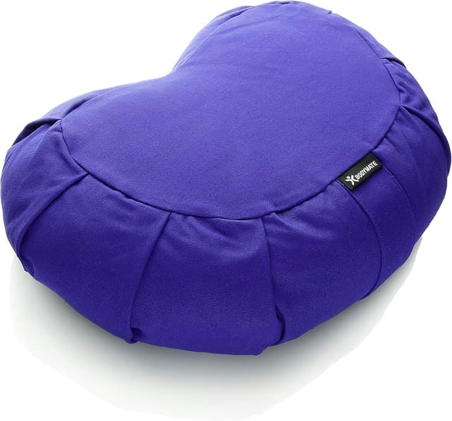 Detalle de BODYMATE coussin de yoga demi-lune en fourrure de sarrasin, housse 100% coton lavable en machine