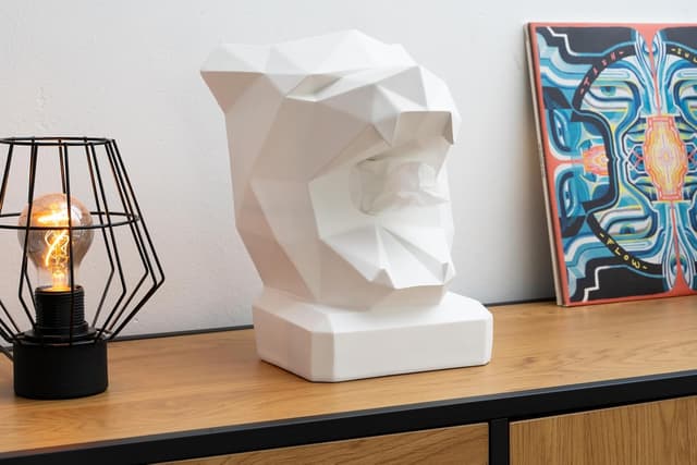 Detalle 2 de NEUSTEIN Panther Taschentuchbox – Taschentuchspender mit Pantherkopf-Design in Weiß (21 x 23 x 30 cm)