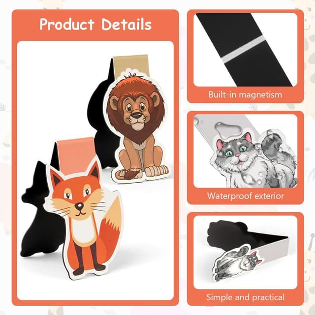 Detalle de AUYAO set da 12 segnalibri magnetici con clip e design a fumetti