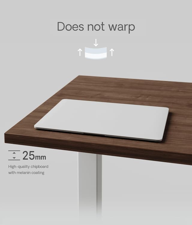 Detalle de Desktronic Table Top 140 x 70 cm in Walnut (25 mm) for height-adjustable desks and dining tables