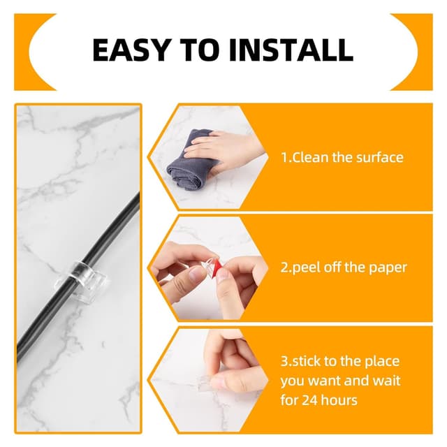 Detalle 2 de BillyBath Kabelclips 60 Stück transparent