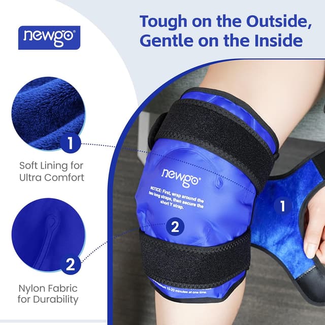 Thumbnail 5 de NEWGO Ice Pack for Knee Replacement Surgery, Reusable Gel Cold Pack Knee Ice Pack Wrap Around Entire Knee for Knee Injuries, Knee Ice Wrap for Pain Relief, Swelling, Bruises (Blue)
NEWGO Ice Pack for Knee Replacement Surgery, Reu…