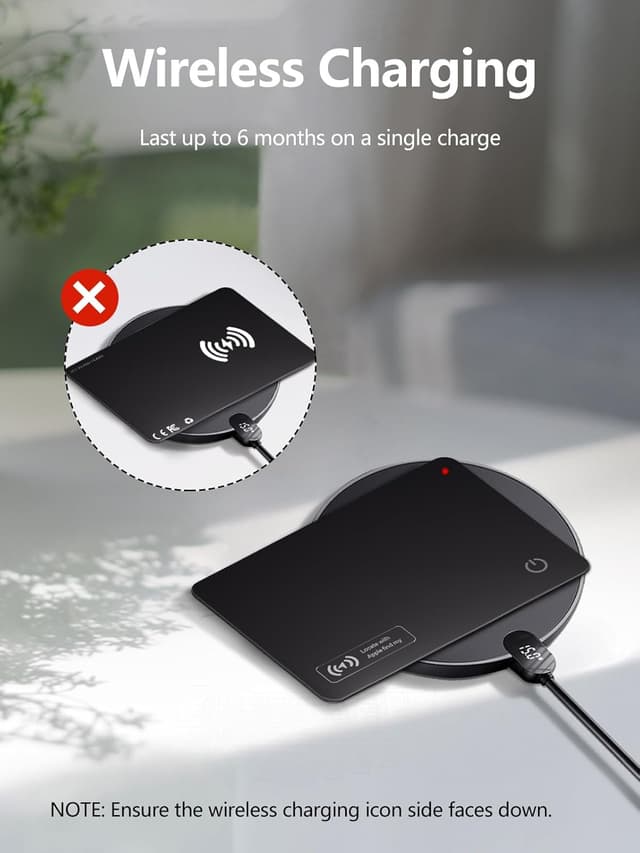 Detalle de Lmrbelec Ultra-Slim Wallet Tracker Card (Works with Apple Find My) — iOS Compatible, IP68, 2-Pack