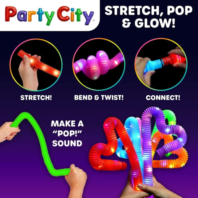 Thumbnail 2 de Party City 12pk LED Light Up Pop Tubes 25" fidget tubes ๐