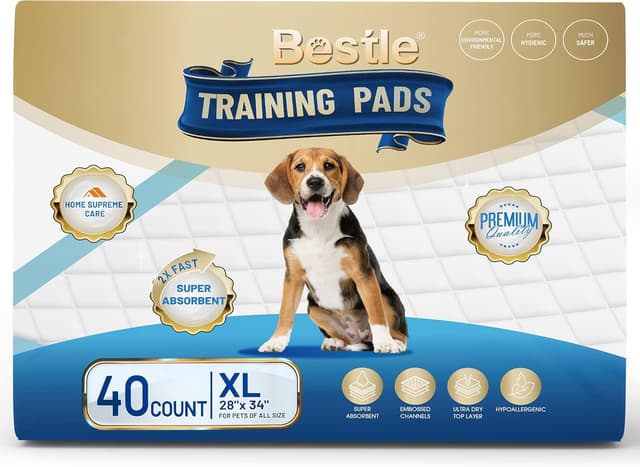 Detalle 2 de BESTLE Extra-Large Dog Potty Pads (28 x 34 in), 40 Leakproof Training Pads