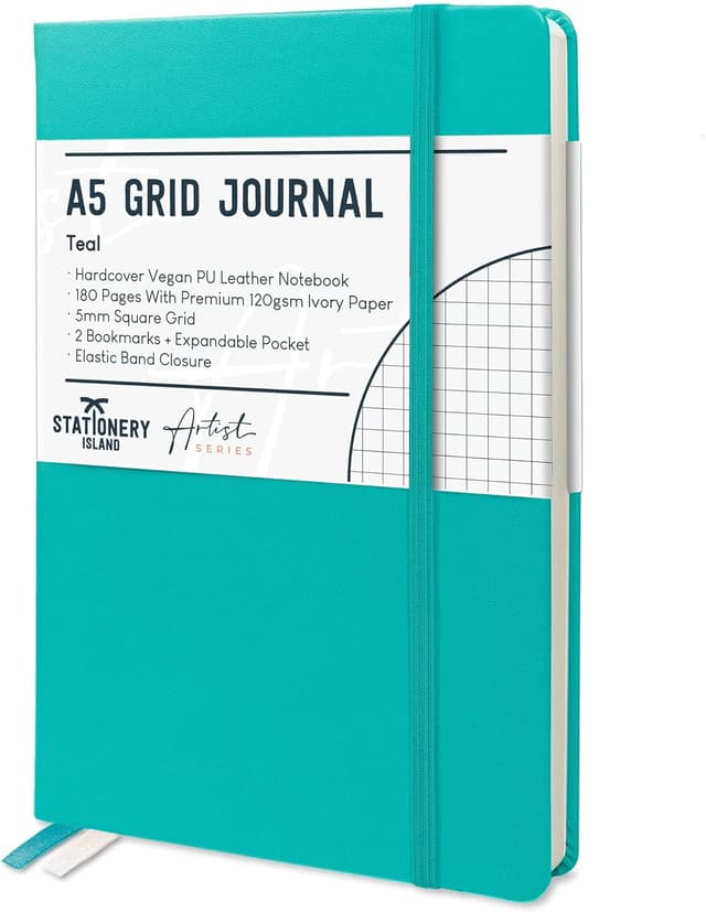 Detalle de STATIONERY ISLAND Taccuino a quadretti A5 con copertina rigida e carta da 120 gsm