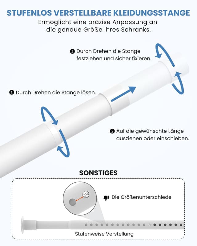 Thumbnail 2 de Kleiderstange Schrank Ausziehbar 43–97 cm Weiß