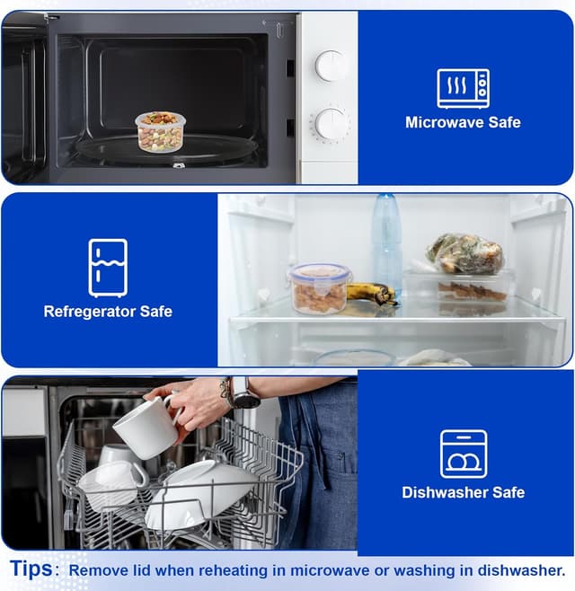 Detalle de Kssvzz 6 Pack 300ml Round Food Containers with Airtight Lids (Leak-proof, Stackable)