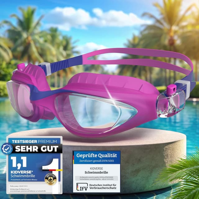 Detalle de KIDVERSE Kinder-Schwimmbrille (3 bis 13 Jahre) mit UV-Schutz und Anti-Beschlag