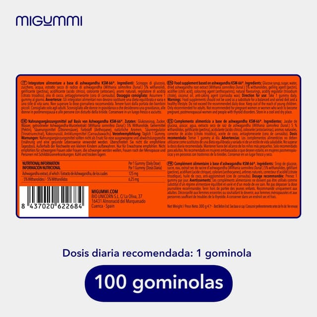 Thumbnail 6 de U MIGUMMI Ashwagandha Gominolas 100 unidades 🍬