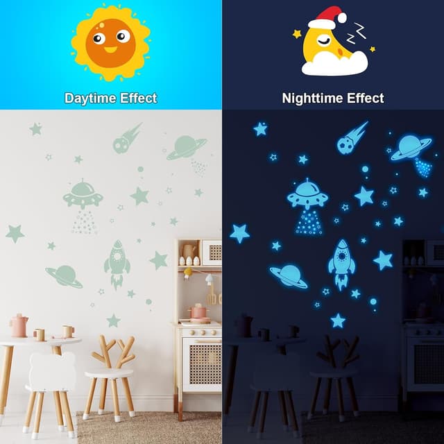 Detalle de ECHOCUBE 1503-piece Glow in the Dark Star Stickers (Blue) for Ceiling & Walls