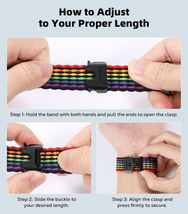 Detalle de Astorgos Braided Band for Google Pixel Watch 3/4 (45mm) with elastic nylon strap and parachute buckle