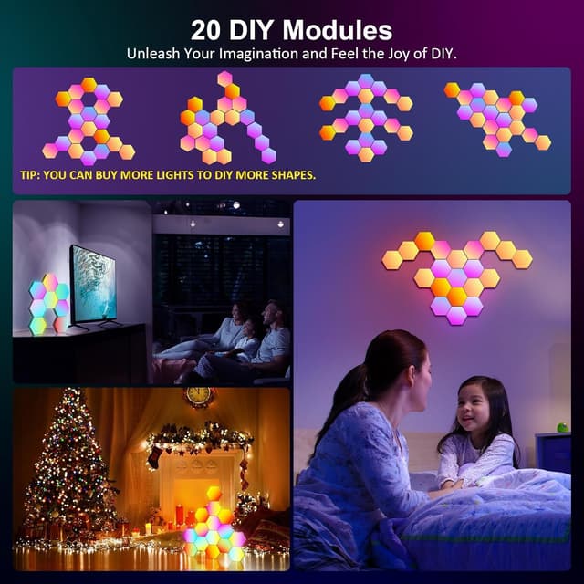 Thumbnail 3 de 20 Piezas Hexa Paneles Luminosos Hexágono LED