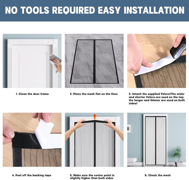 Detalle 2 de BUIRTLY Zanzariera magnetica 55x180 per porte e finestre, chiusura automatica, nero