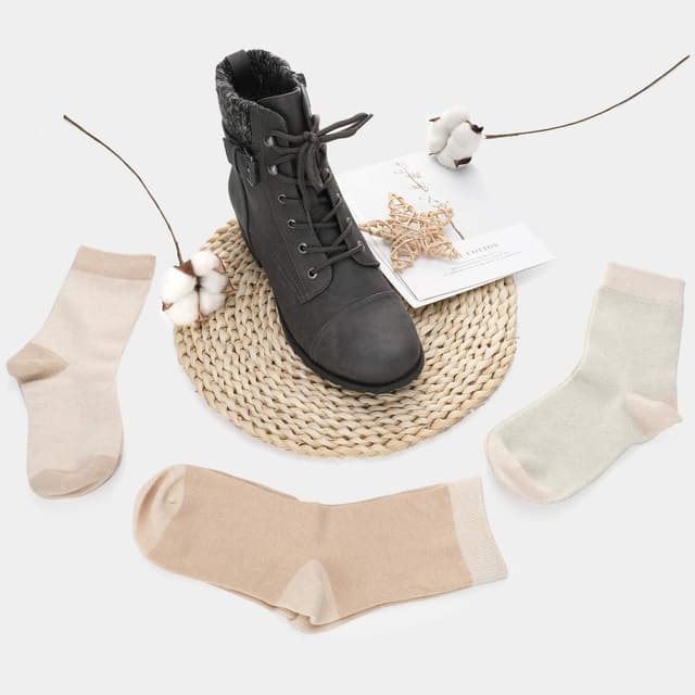 Detalle de Laulax Ladies 3 Pairs Naturally Coloured Organic Cotton Socks Gift Set (UK 3-7, 36-40) – Beige & Cream