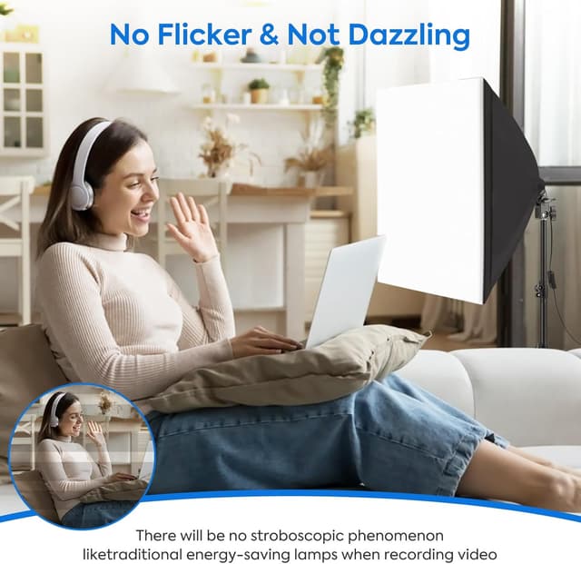 Detalle 2 de Heorryn 85W 2-Pack Softbox Lighting Kit with Remote Control (40cm) – 2700K–6400K LED Continuous Lights