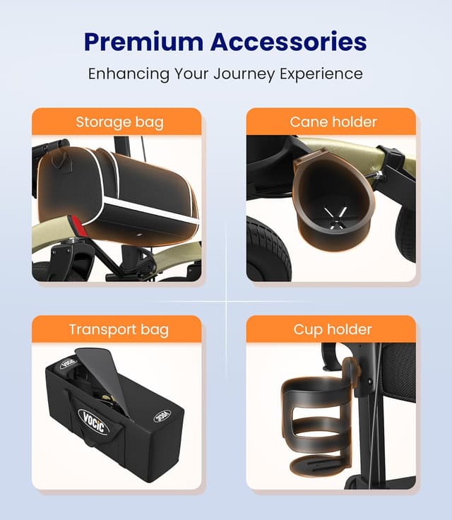 Detalle de VOCIC All Terrain rollator walker 12 inch