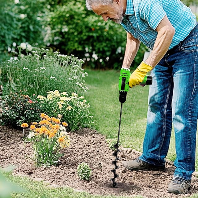 Detalle de 5x 80cm garden earth auger drill bit for planting bulbs, post holes and fence work (hex driver, spiral hole digger)