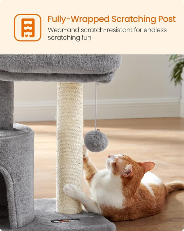 Detalle de Feandrea Cat Tree PCT50WV1 – Compact cat tower with sisal scratching post