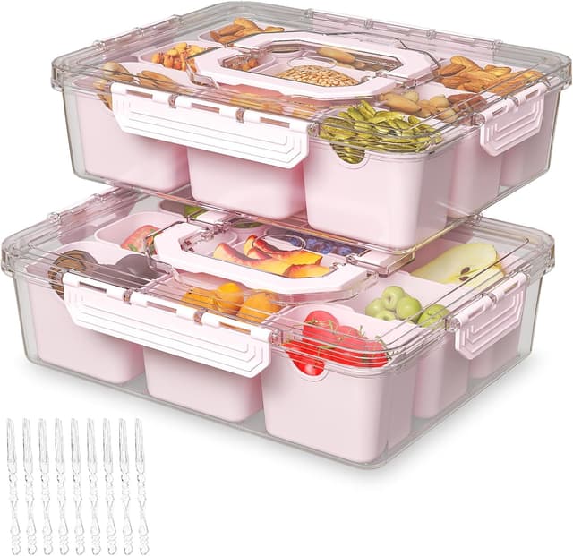 Imagen de REBECAT 8-Compartment Snack Tray with Lid 🍽 en OfertitasTOP