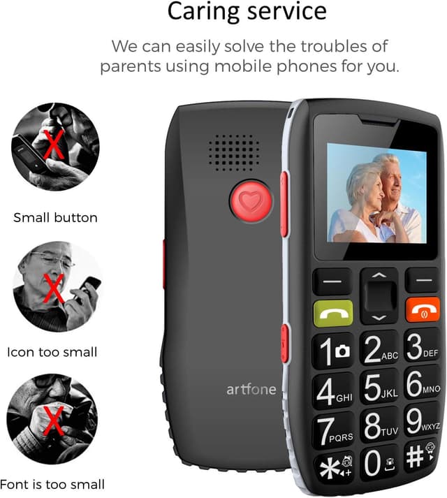 Detalle de artfone C1 Unlocked Senior Big Button Mobile Phone with SOS Emergency Button (1400mAh)