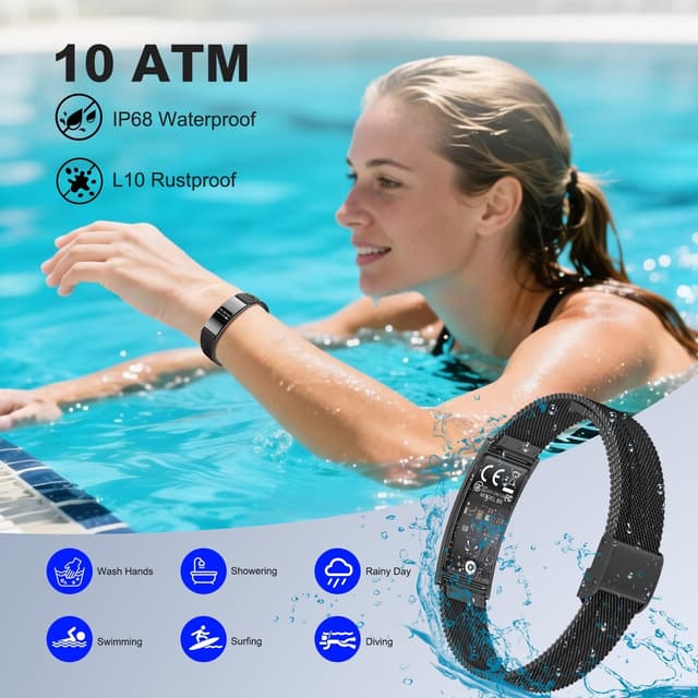 Detalle de Smartwatch Fitness Tracker Impermeabile con cardio, SpO2 e monitoraggio del sonno (compatibile Android e iOS)