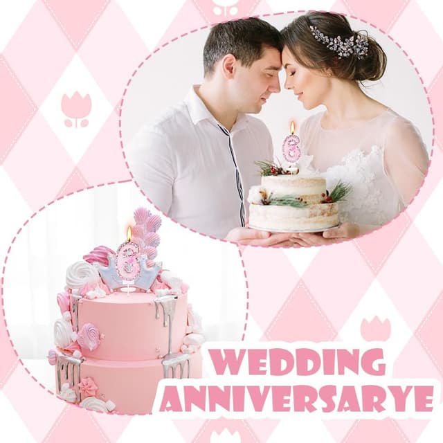 Detalle 2 de Alaoo Butterfly Birthday Candles – Pink Number 6 Glitter Candle & Cake Topper