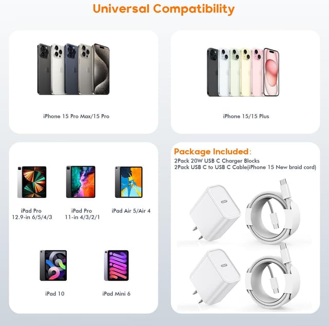 Thumbnail 5 de Fast Charging iPhone 17/16/15 20W 2-Pack Charger