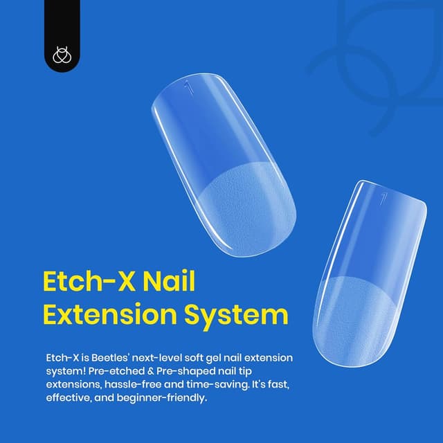 Detalle de Beetles Nagelspitzen 504 Stück – mittelgroße quadratische Gelly Tips für Nagelverlängerungen