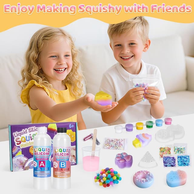 Detalle de Highttoy Liquid Silicone Squishy Making Kit (480g) with Glow-in-the-Dark Moulds & Decorations