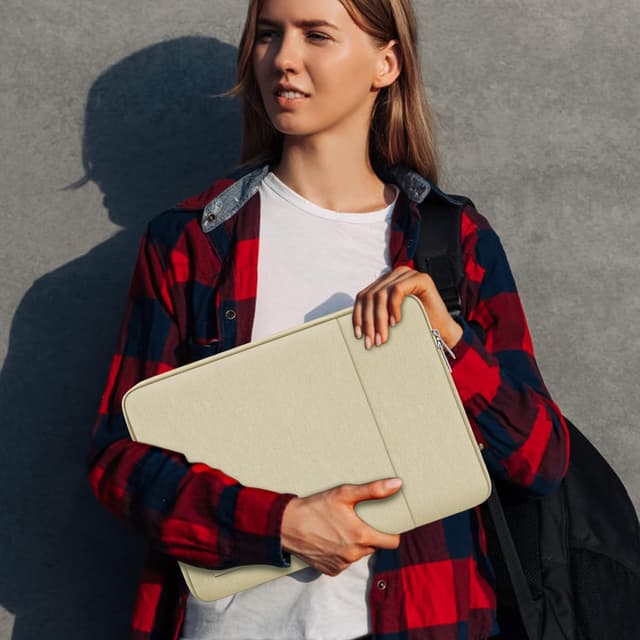 Thumbnail 6 de TECOOL 14 Zoll Laptoptasche (Laptop Sleeve) wasserdicht, Beige – passend für viele 14”-Notebooks