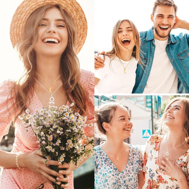 Detalle 2 de SUNSH Sonne- & Mond-Halskette (Damen) aus 316L Edelstahl – verstellbare Kette, nickelfrei