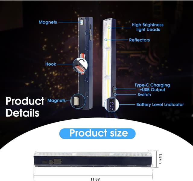 Thumbnail 6 de Rechargeable Lights LETOUR 4000 Lumen 30cm Camping LED Tube Light Bar – Magnetic IPX6 Emergency Lamp