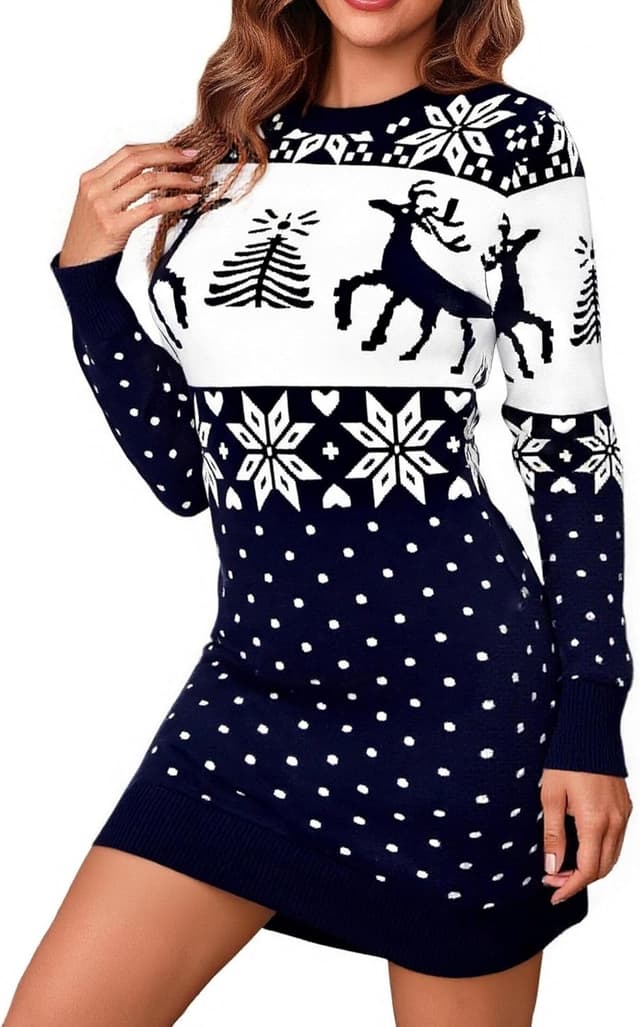 Imagen de Uniexcosm Christmas Jumper Dress knitted jumper dress 🎽 en OfertitasTOP